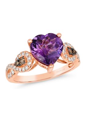 Le Vian 2 Ct. T.w. Dark Amethyst And 3/8 Ct. T.w. Diamond Heart Ring In 14K Strawberry Gold