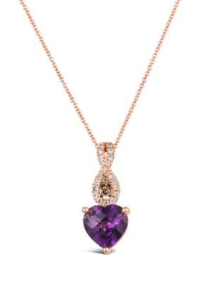 Le Vian 1.8 Ct. T.w. Dark Amethyst And 1/5 Ct. T.w. Diamond Pendant Necklace In 14K Strawberry Gold