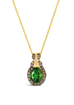 Le Vian 1.5 Ct. T.w. Pistachio DiopsideÂ® And 1/3 Ct. T.w. Chocolate Diamonds Necklace In 14K Yellow Gold