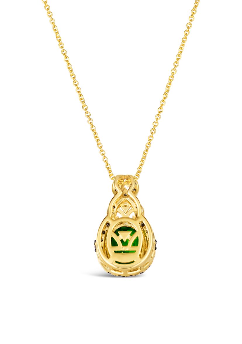 1.5 ct. t.w. Pistachio Diopside® and 1/3 ct. t.w. Chocolate Diamonds® Necklace in 14K Yellow Gold
