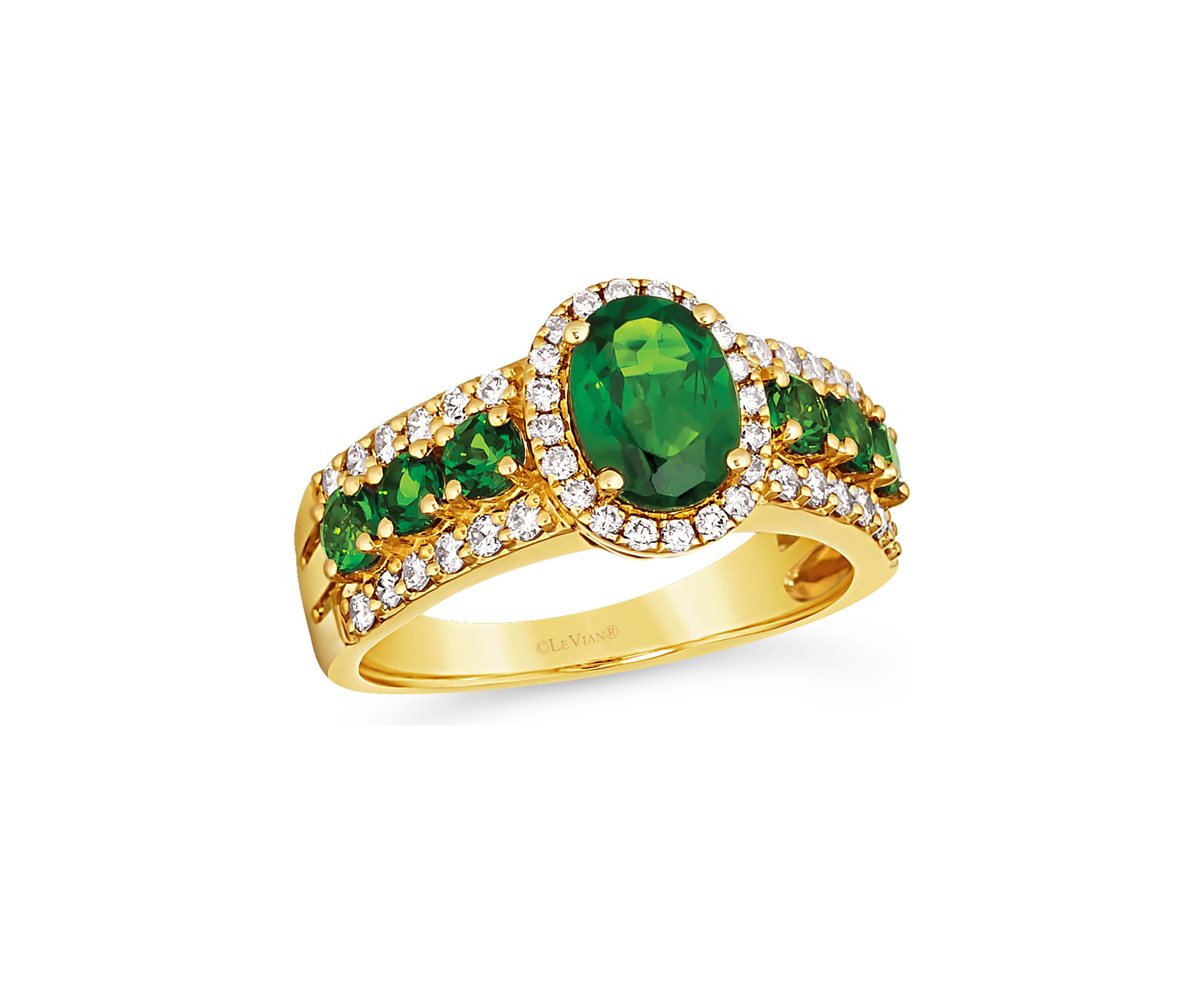 1.58 ct. t.w. Pistachio Diopsides® and 1/2 ct. t.w. Nude Diamonds™ Ring in 14K Yellow Gold