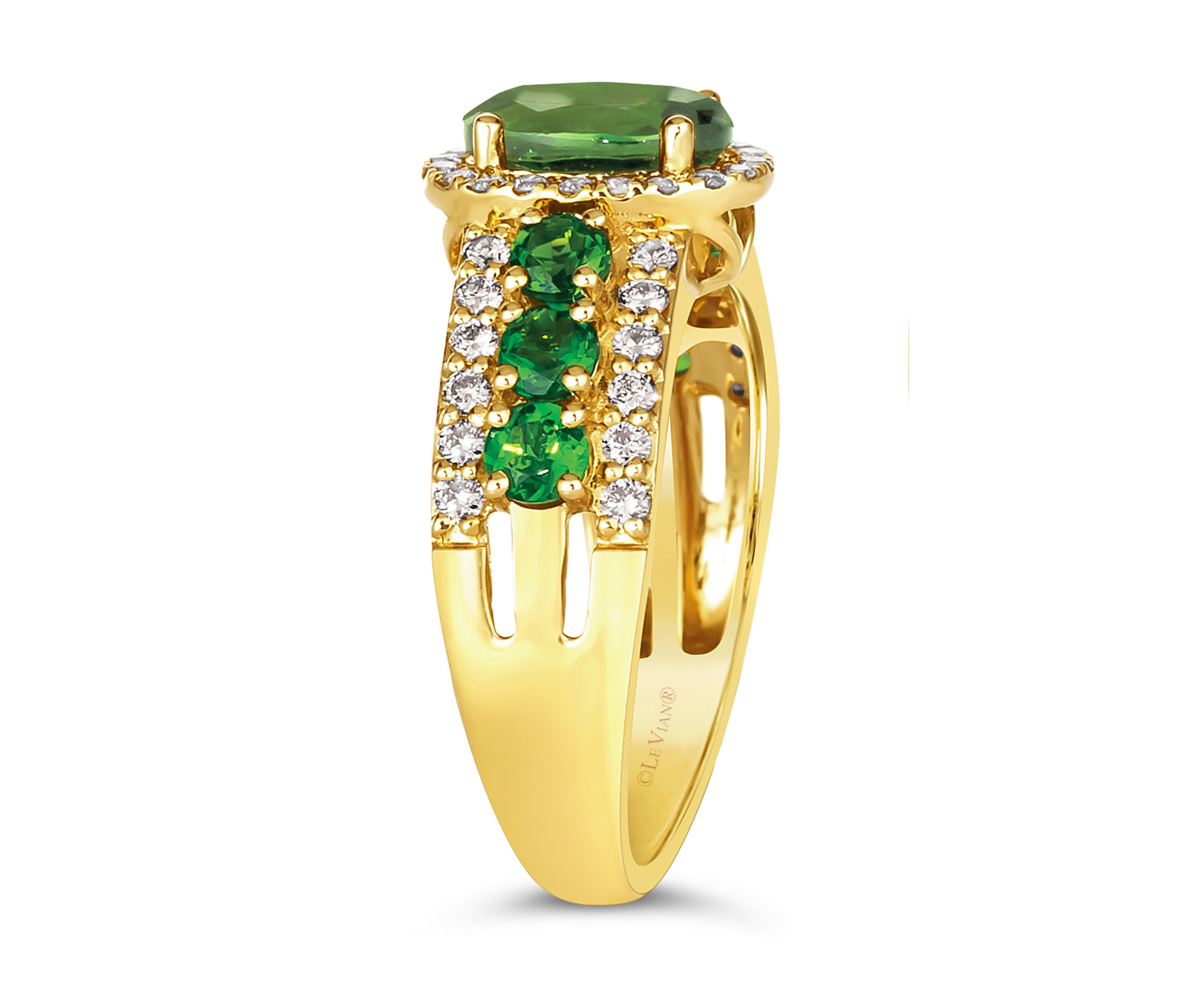 1.58 ct. t.w. Pistachio Diopsides® and 1/2 ct. t.w. Nude Diamonds™ Ring in 14K Yellow Gold