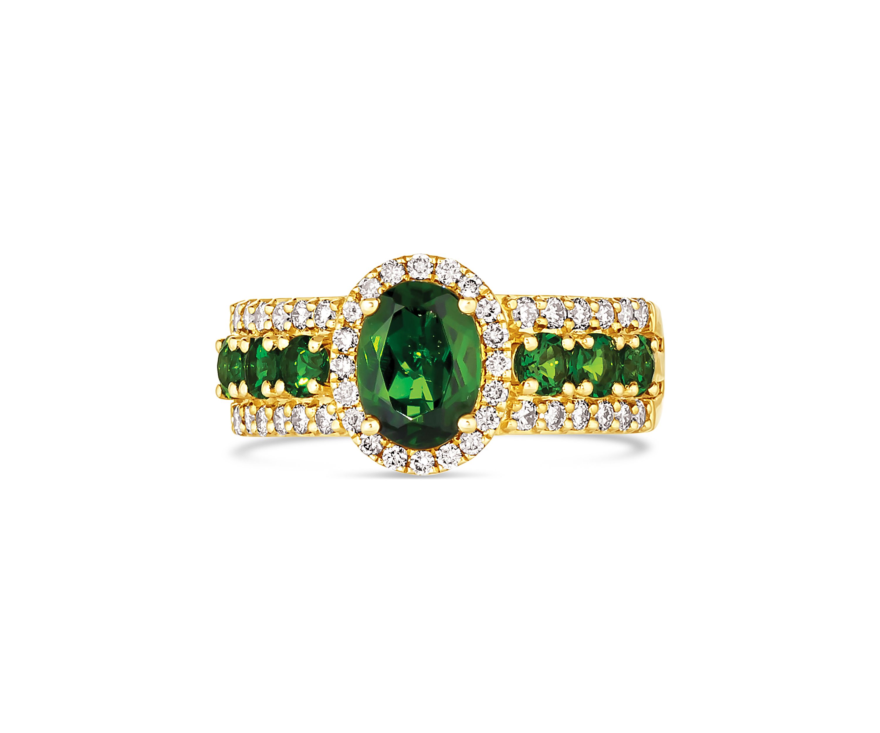 1.58 ct. t.w. Pistachio Diopsides® and 1/2 ct. t.w. Nude Diamonds™ Ring in 14K Yellow Gold