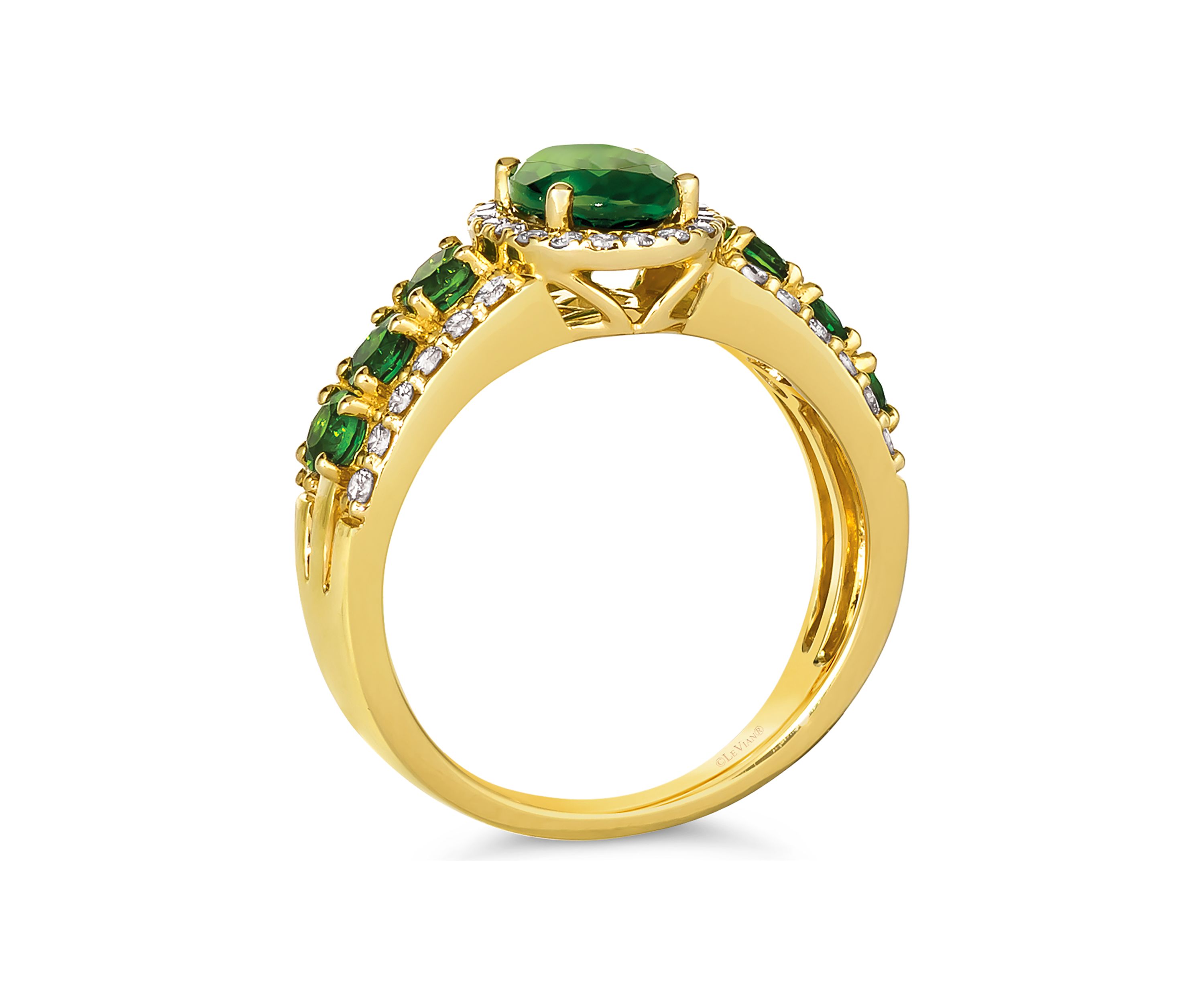 1.58 ct. t.w. Pistachio Diopsides® and 1/2 ct. t.w. Nude Diamonds™ Ring in 14K Yellow Gold