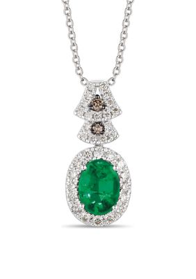 Le Vian 7/8 Ct. T.w. Emerald, 1/3 Ct. T.w. Nude Diamondsâ¢, And Chocolate Diamonds Necklace In 14K White Gold