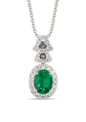 Le Vian 7/8 ct. t.w. Emerald, 1/3 ct. t.w. Nude Diamondsâ¢, and Chocolate Diamonds Necklace in 14K White Gold -  5400455TSGU51