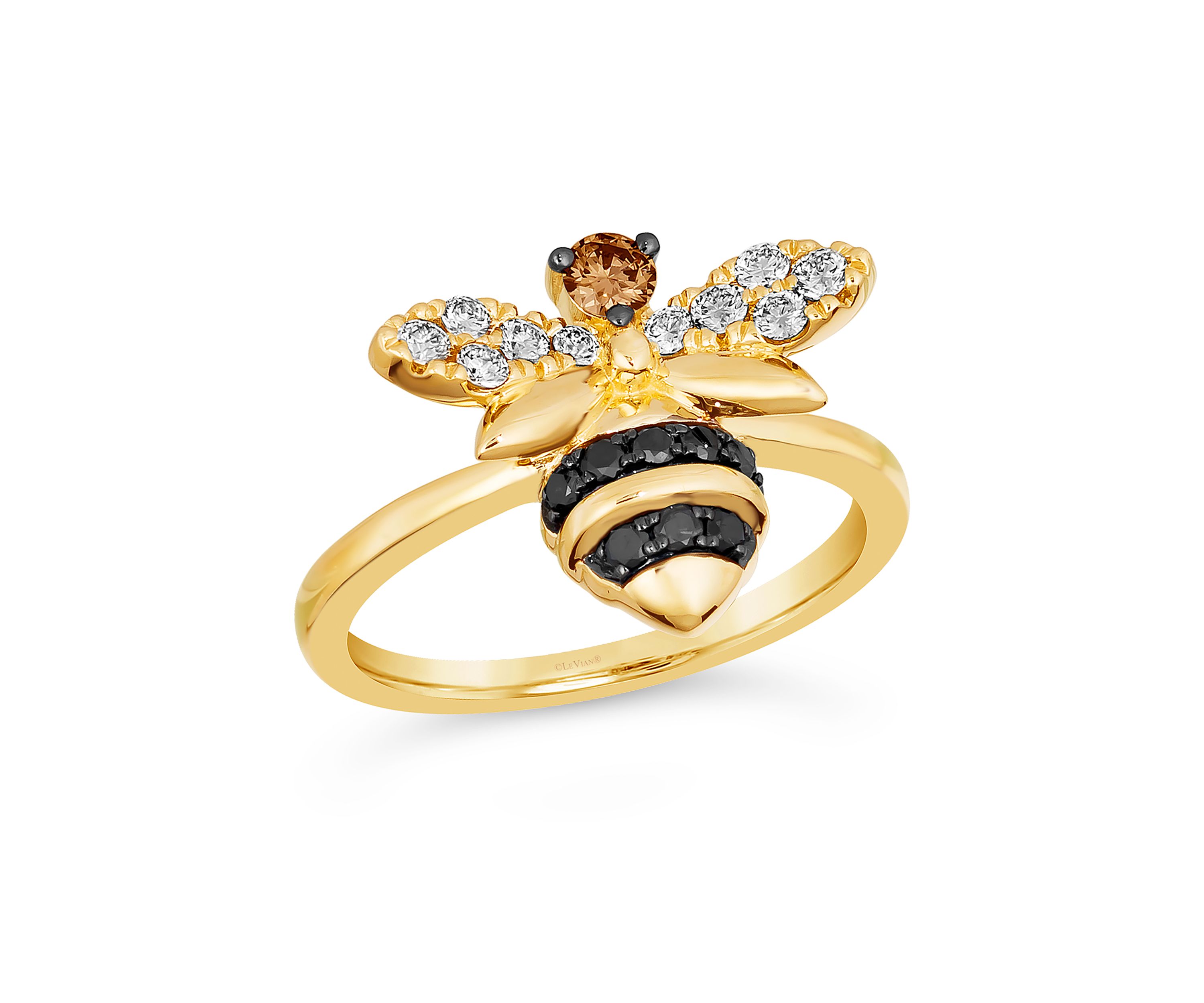 Ring featuring 1/10 ct. t.w. Chocolate Diamonds®, 1/4 ct. t.w. Nude Diamonds™, 1/6 ct. t.w. Blackberry Diamonds® in 14K Honey Gold™