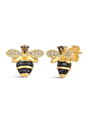 Le Vian Stud Bee Earrings Featuring 1/8 Ct. T.w. Chocolate Diamonds, 1/5 Ct. T.w. Nude Diamondsâ¢, 1/6 Ct. T.w. Blackberry Diamonds In 14K Honey Gold