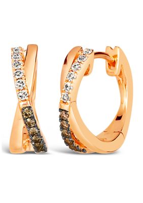 1/5 ct. t.w. Diamond Hoop Earrings in 14K Strawberry Gold® 