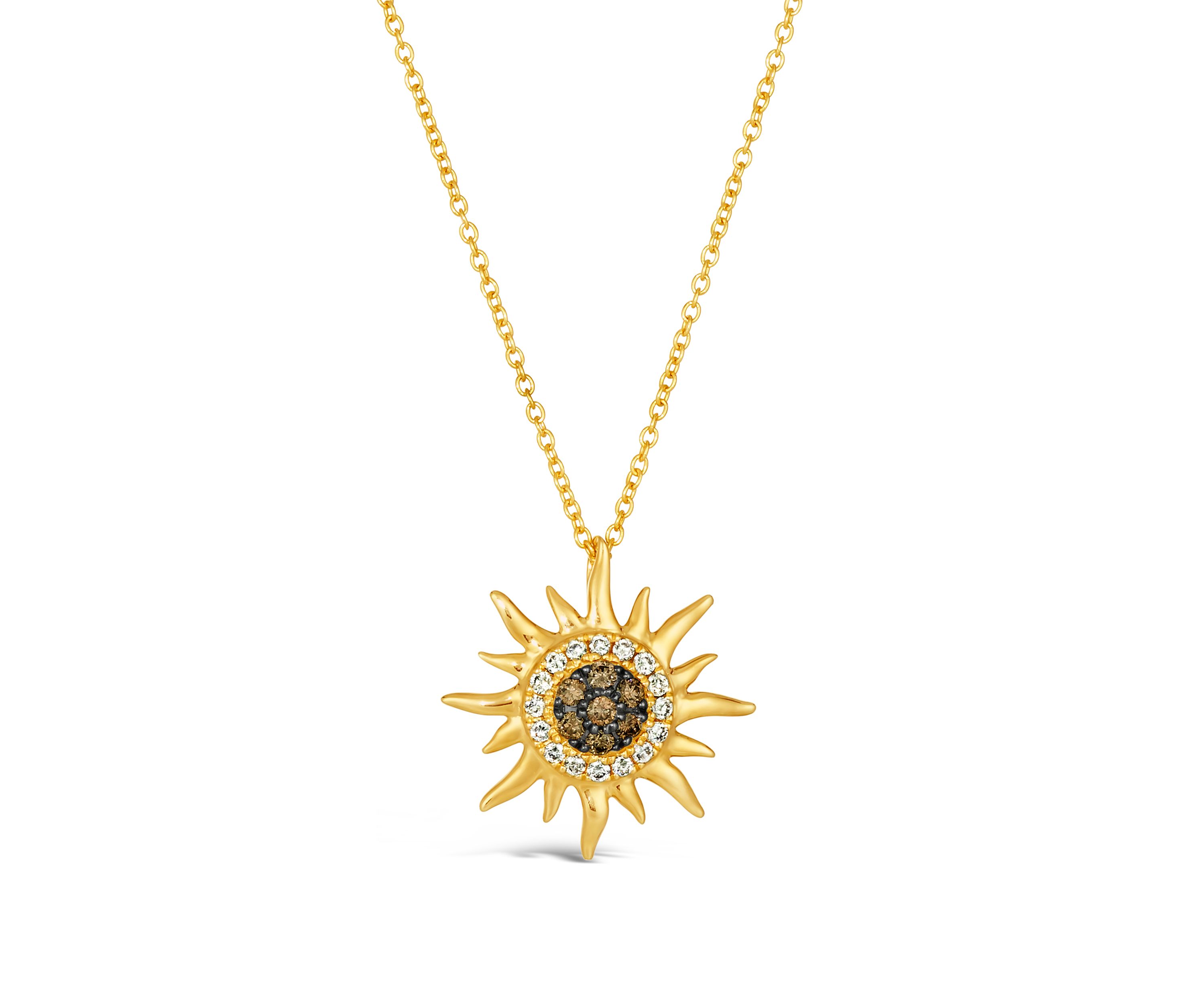 1/4 ct. t.w. Diamond Sun Pendant Necklace in 14K Honey Gold™