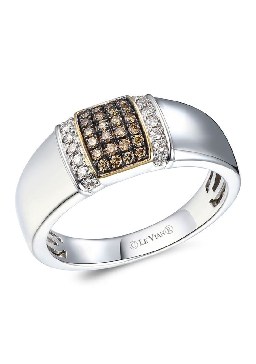 Mens 1/5 ct. t.w. Chocolate Diamonds®, 1/8 ct. t.w. Nude Diamonds™ Ring in Sterling Silver and 14K Gold™