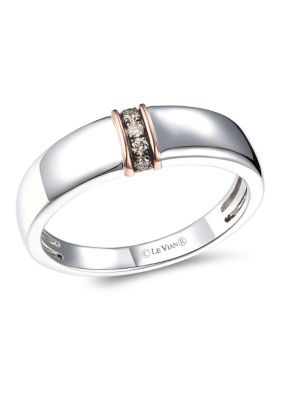 Le Vian Men's 1/10 Ct. T.w. Chocolate Diamonds Ring In Sterling Silver And 14K Strawberry Gold