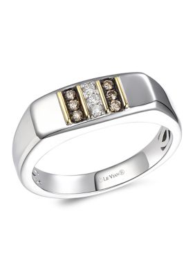 Le Vian Men's 1/10 Ct. T.w. Chocolate Diamonds, 1/10 Ct. T.w. Nude Diamondsâ¢ Ring In Sterling Silver And 14K Gold