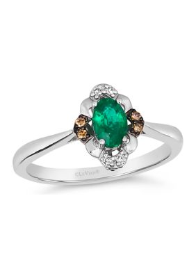 Le Vian Ring Featuring 3/8 Ct. T.w. Emerald, 1/20 Ct. T.w. Chocolate Diamonds, Nude Diamondsâ¢ In 14K Vanilla Gold