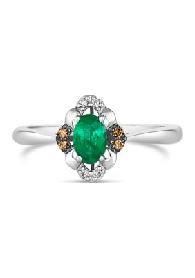  Ring featuring 3/8 ct. t.w. Emerald, 1/20 ct. t.w. Chocolate Diamonds®, Nude Diamonds™ in 14K Vanilla Gold®