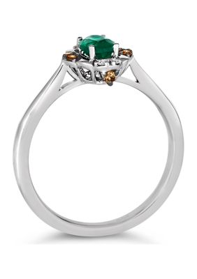  Ring featuring 3/8 ct. t.w. Emerald, 1/20 ct. t.w. Chocolate Diamonds®, Nude Diamonds™ in 14K Vanilla Gold®