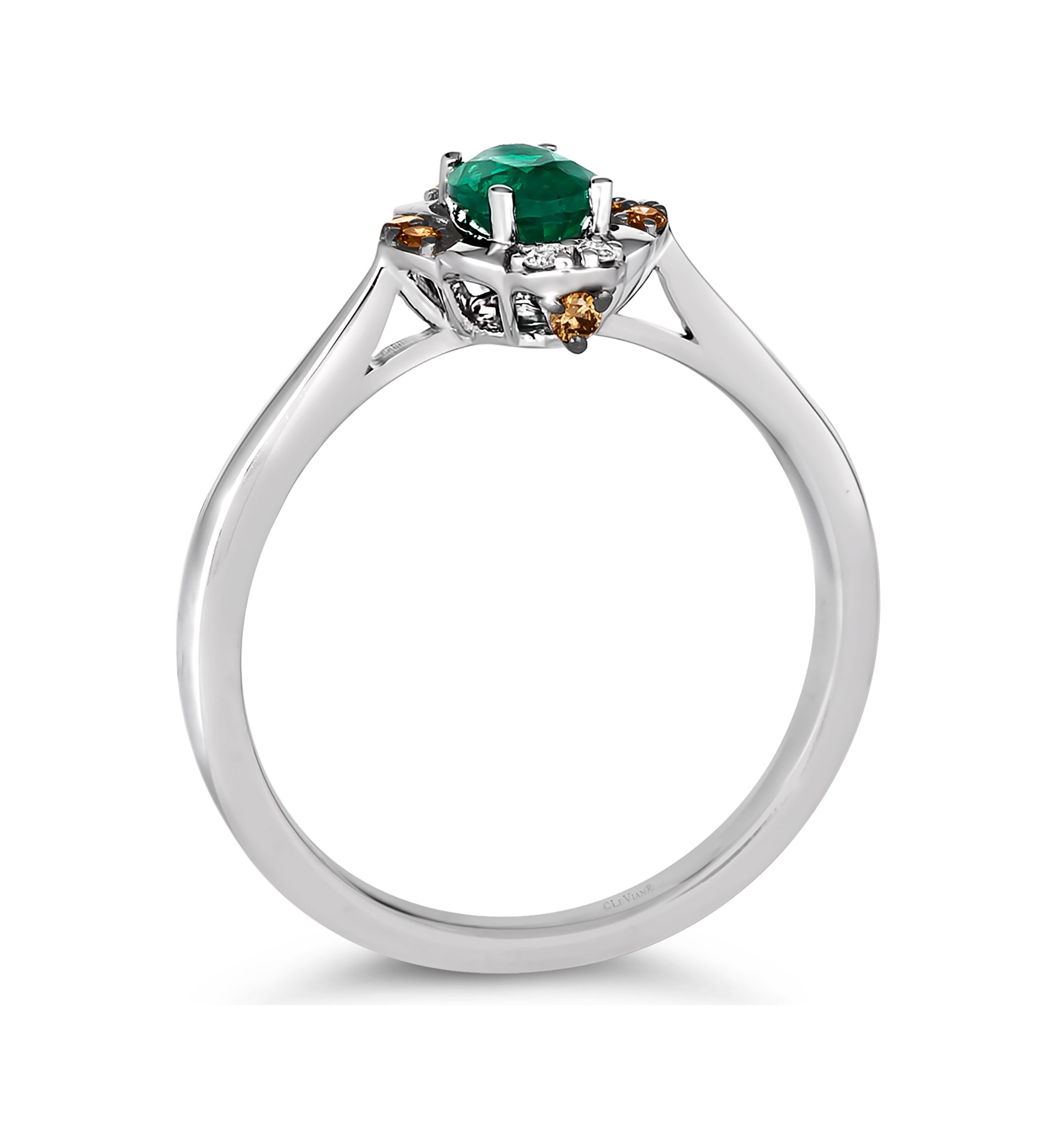  Ring featuring 3/8 ct. t.w. Emerald, 1/20 ct. t.w. Chocolate Diamonds®, Nude Diamonds™ in 14K Vanilla Gold®