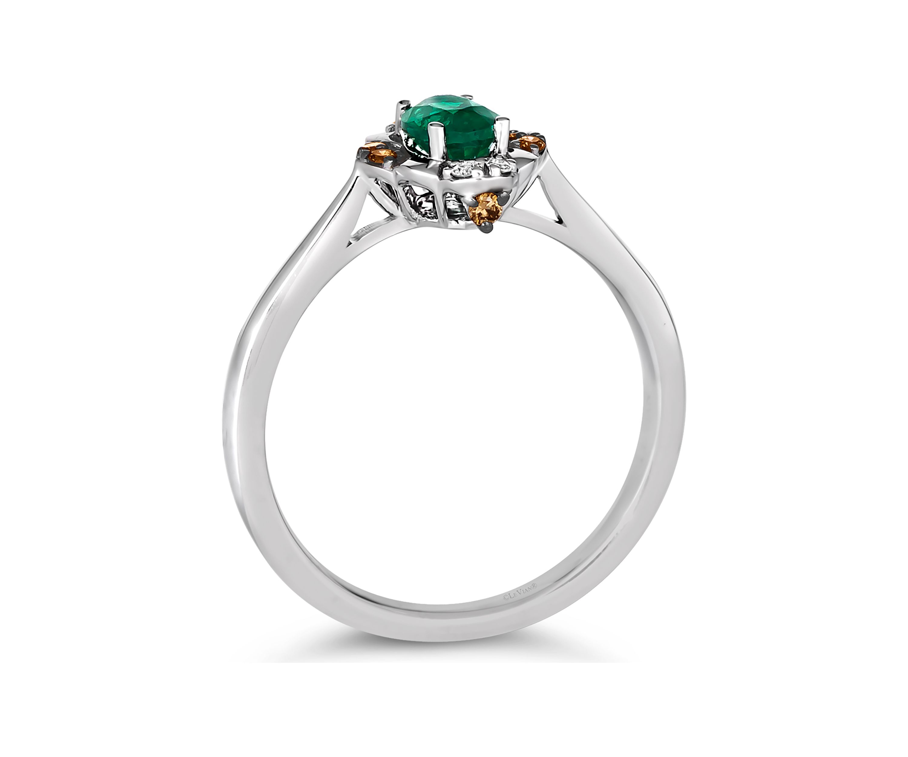  Ring featuring 3/8 ct. t.w. Emerald, 1/20 ct. t.w. Chocolate Diamonds®, Nude Diamonds™ in 14K Vanilla Gold®