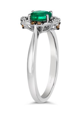  Ring featuring 3/8 ct. t.w. Emerald, 1/20 ct. t.w. Chocolate Diamonds®, Nude Diamonds™ in 14K Vanilla Gold®