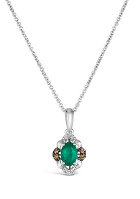 Le Vian Pendant Featuring 1/3 Ct. T.w. Emerald, 1/15 Ct. T.w. Chocolate Diamonds, Nude Diamondsâ¢ Pendant Necklace In 14K Vanilla Gold
