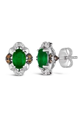 Le Vian Earrings Featuring 7/8 Ct. T.w. Emerald, 1/6 Ct. T.w. Chocolate Diamonds, 1/20 Ct. T.w. Nude Diamondsâ¢ Earrings In 14K Vanilla Gold