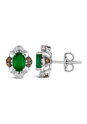 Earrings featuring 7/8 ct. t.w. Emerald, 1/6 ct. t.w. Chocolate Diamonds®, 1/20 ct. t.w. Nude Diamonds™ Earrings in 14K Vanilla Gold®