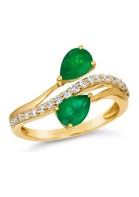 Ring featuring 1 ct. t.w. Emerald, 1/3 ct. t.w. Nude Diamonds™ in 14K Honey Gold™