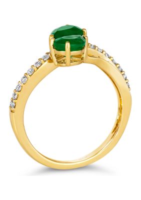 Ring featuring 1 ct. t.w. Emerald, 1/3 ct. t.w. Nude Diamonds™ in 14K Honey Gold™