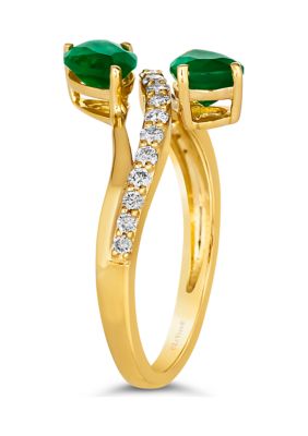 Ring featuring 1 ct. t.w. Emerald, 1/3 ct. t.w. Nude Diamonds™ in 14K Honey Gold™