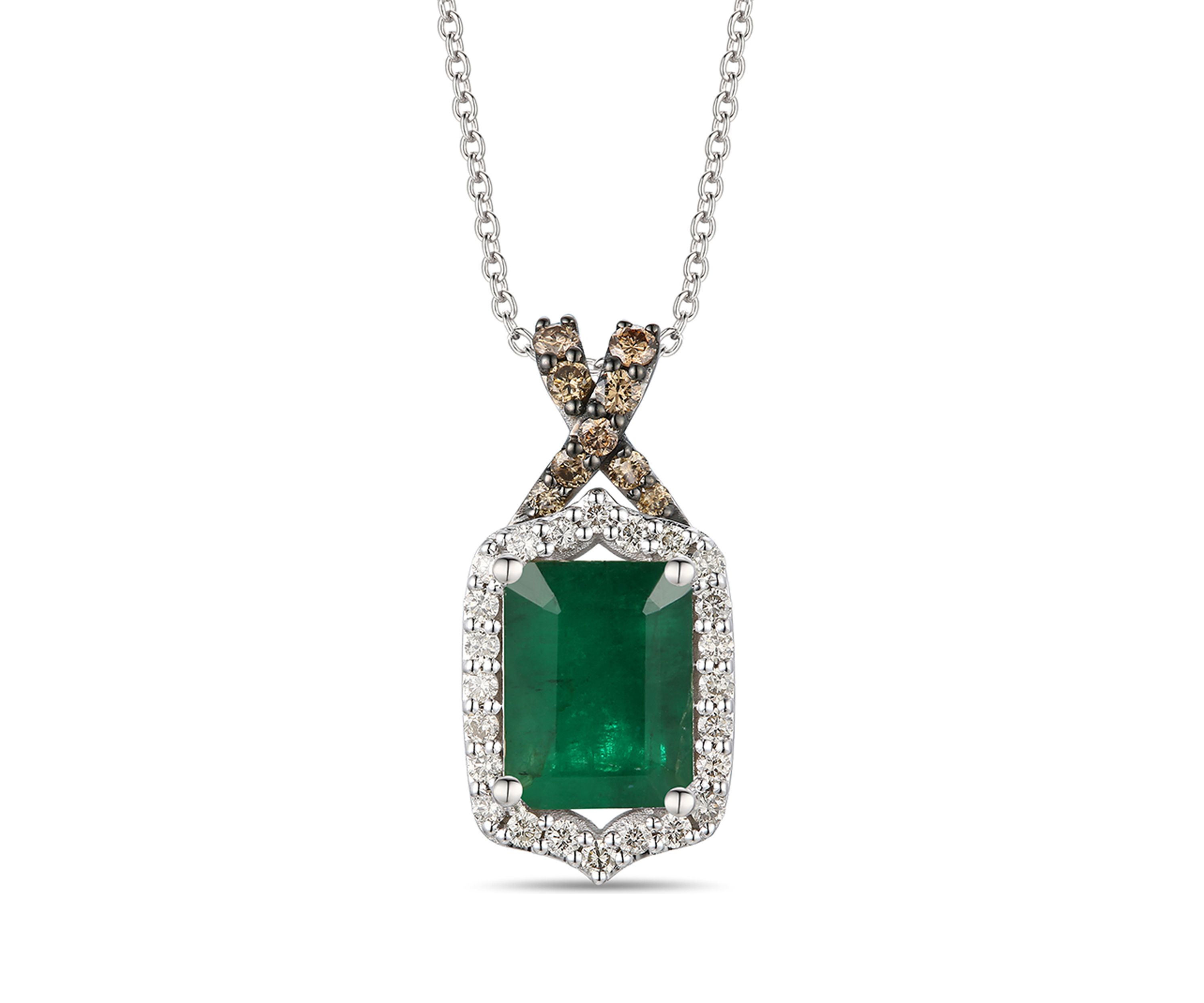 Pendant featuring 2 ct. t.w. Costa Smeralda Emeralds™, 1/8 ct. t.w. Chocolate Diamonds®, 1/5 ct. t.w. Nude Diamonds™ set in 14K Vanilla Gold®