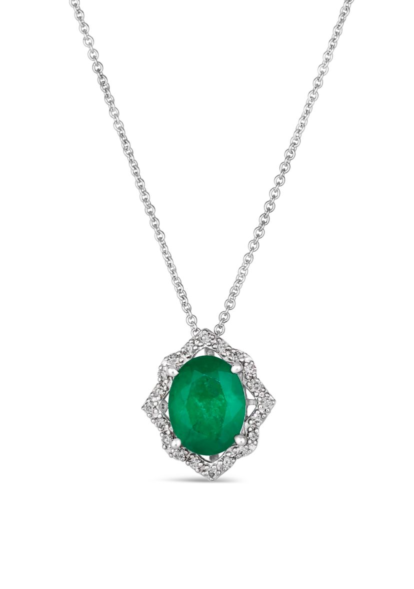  Pendant featuring 1.58 ct. t.w. Emerald, Chocolate Diamonds®, 1/8 ct. t.w. Nude Diamonds™ Pendant Necklace in 14K Vanilla Gold®