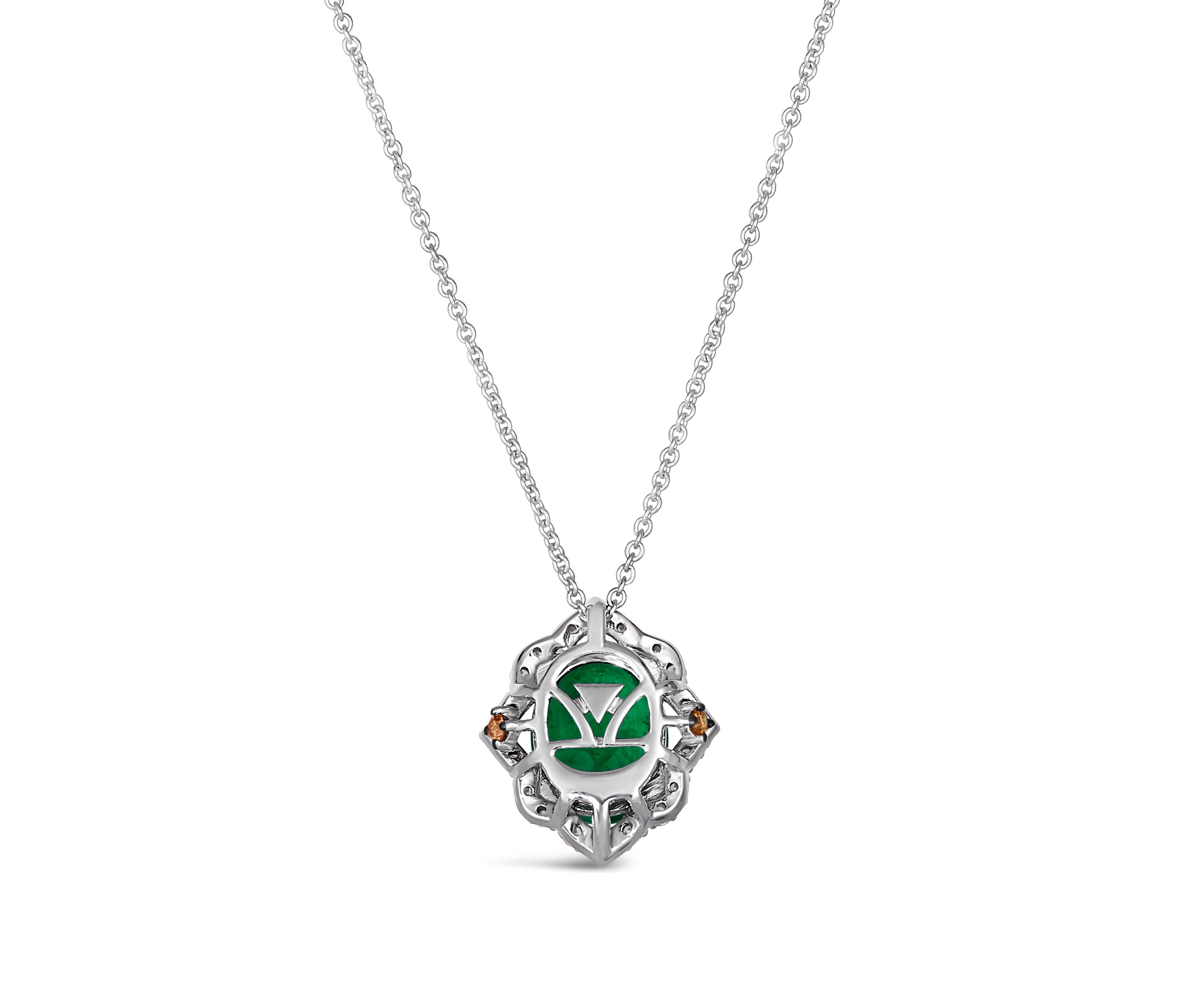  Pendant featuring 1.58 ct. t.w. Emerald, Chocolate Diamonds®, 1/8 ct. t.w. Nude Diamonds™ Pendant Necklace in 14K Vanilla Gold®