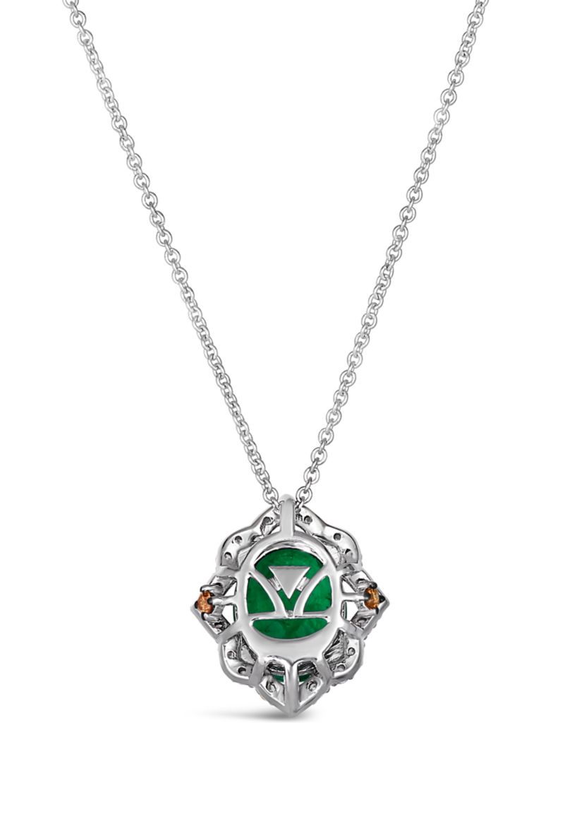  Pendant featuring 1.58 ct. t.w. Emerald, Chocolate Diamonds®, 1/8 ct. t.w. Nude Diamonds™ Pendant Necklace in 14K Vanilla Gold®