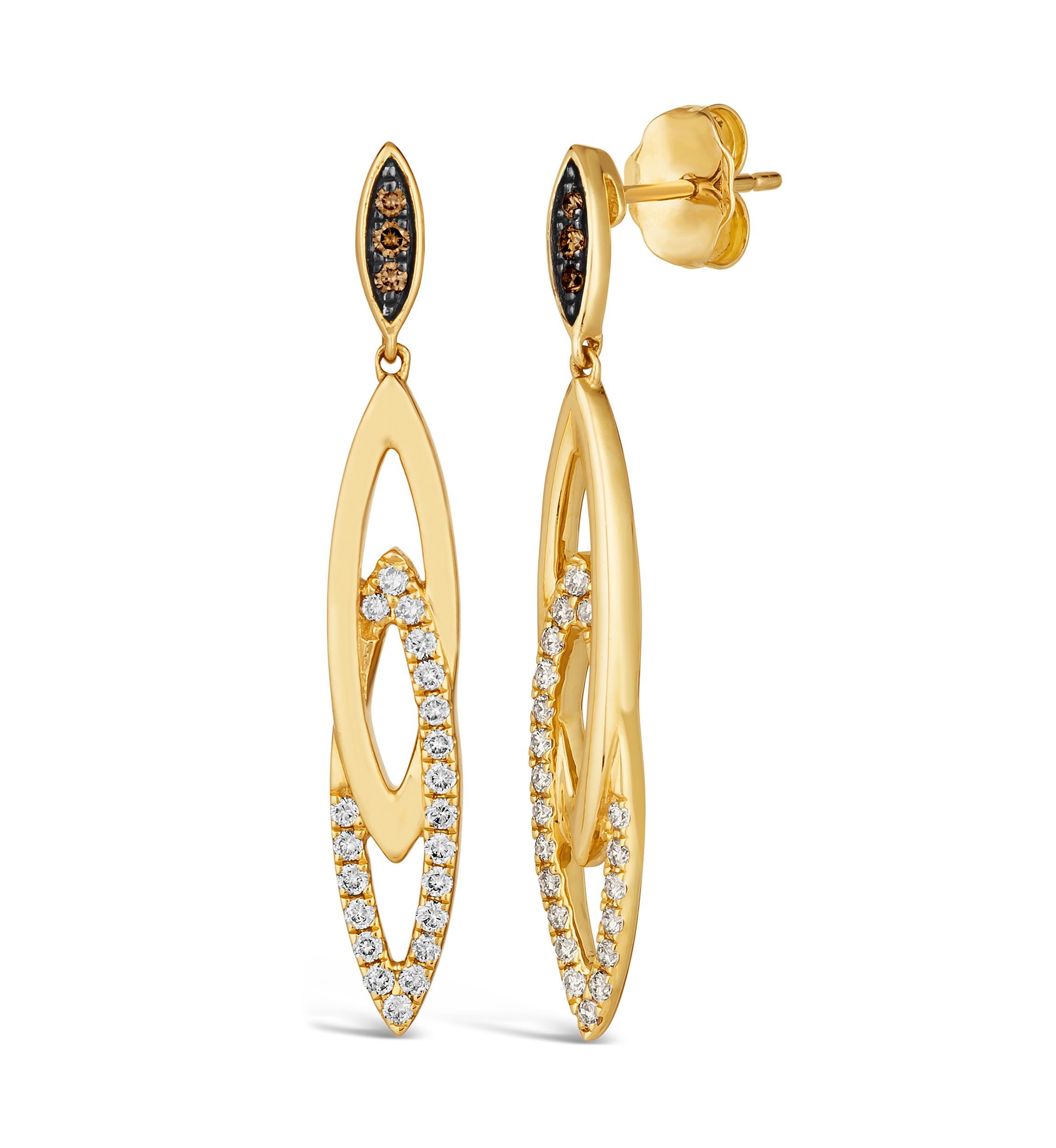 1/20 ct. t.w. Chocolate Diamonds®, 1/3 ct. t.w. Nude Diamonds™ Drop Earrings in 14K Honey Gold™