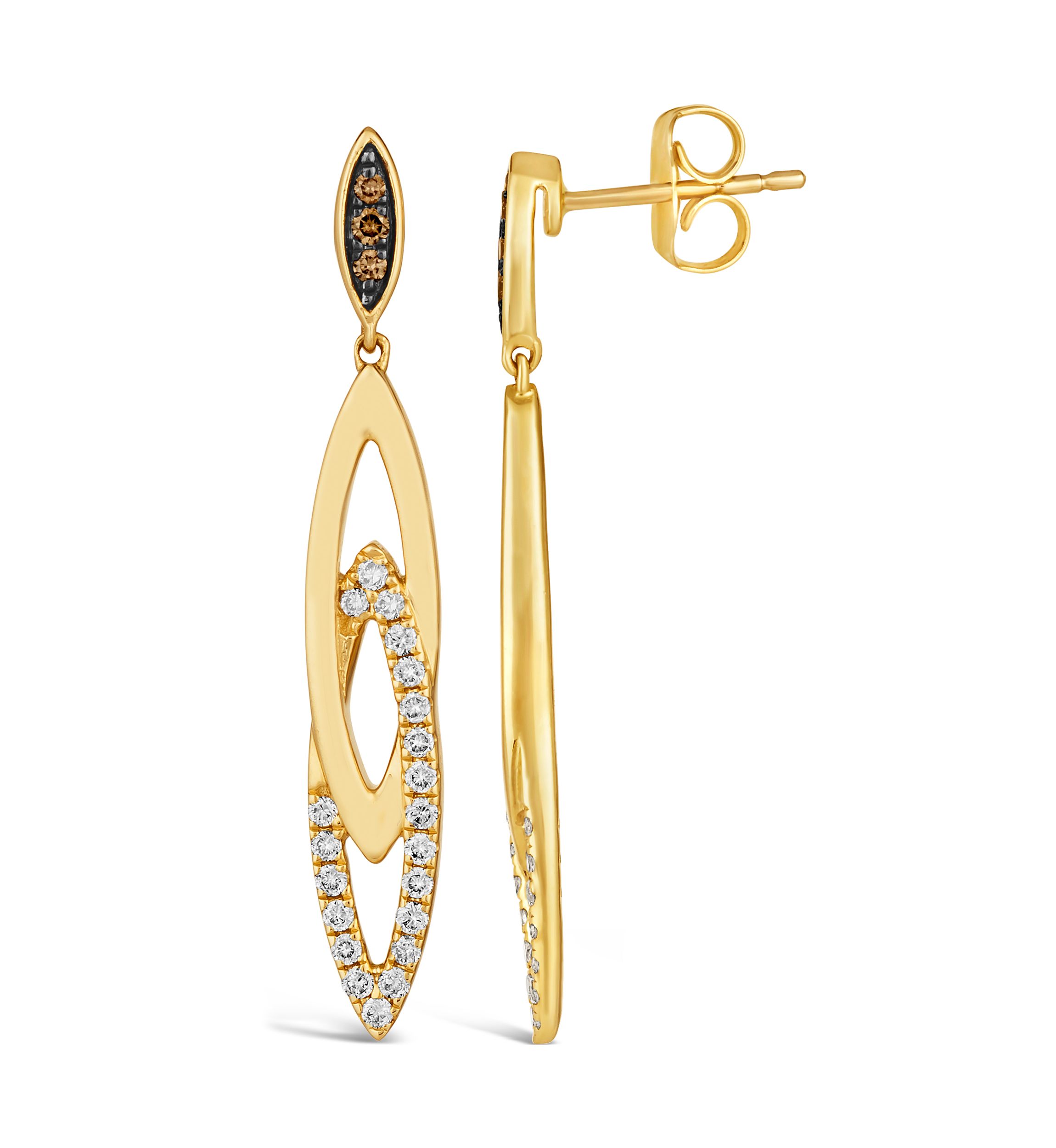 1/20 ct. t.w. Chocolate Diamonds®, 1/3 ct. t.w. Nude Diamonds™ Drop Earrings in 14K Honey Gold™