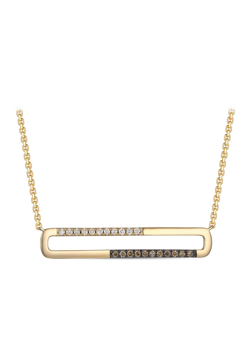 1/6 ct. t.w. Chocolate Diamonds® and Nude Diamonds™ Bar Necklace in 14K Honey Gold™