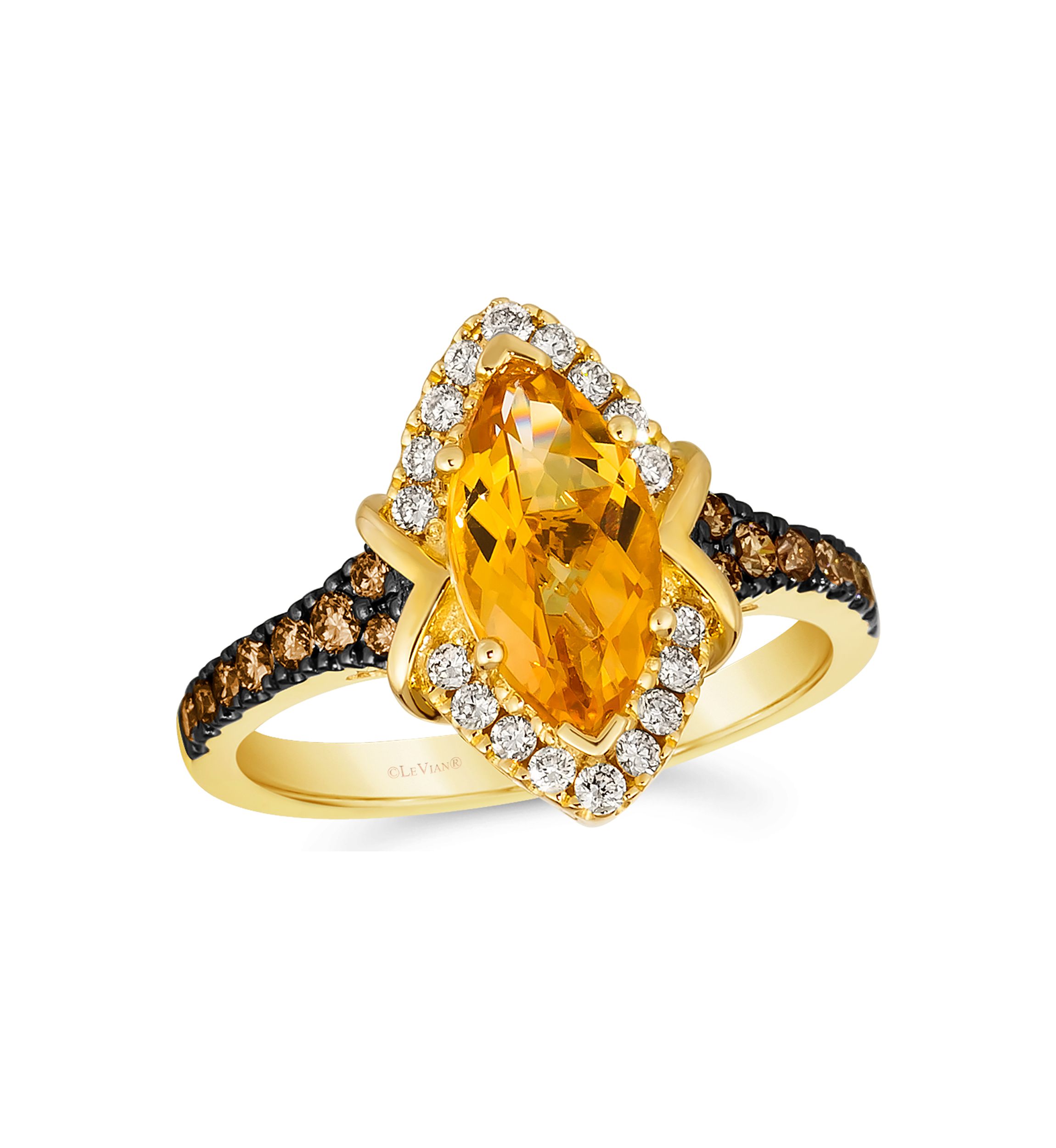 1.5 ct. t.w. Cinnamon Citrine®, 1/4 ct. t.w. Chocolate Diamonds®, 1/5 ct. t.w. Nude Diamonds™ Ring in 14K Honey Gold™