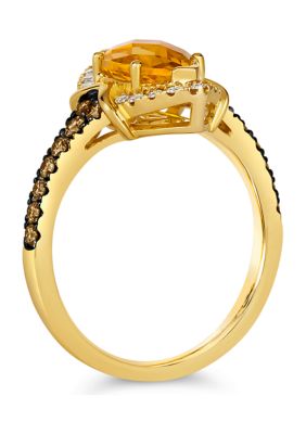 1.5 ct. t.w. Cinnamon Citrine®, 1/4 ct. t.w. Chocolate Diamonds®, 1/5 ct. t.w. Nude Diamonds™ Ring in 14K Honey Gold™