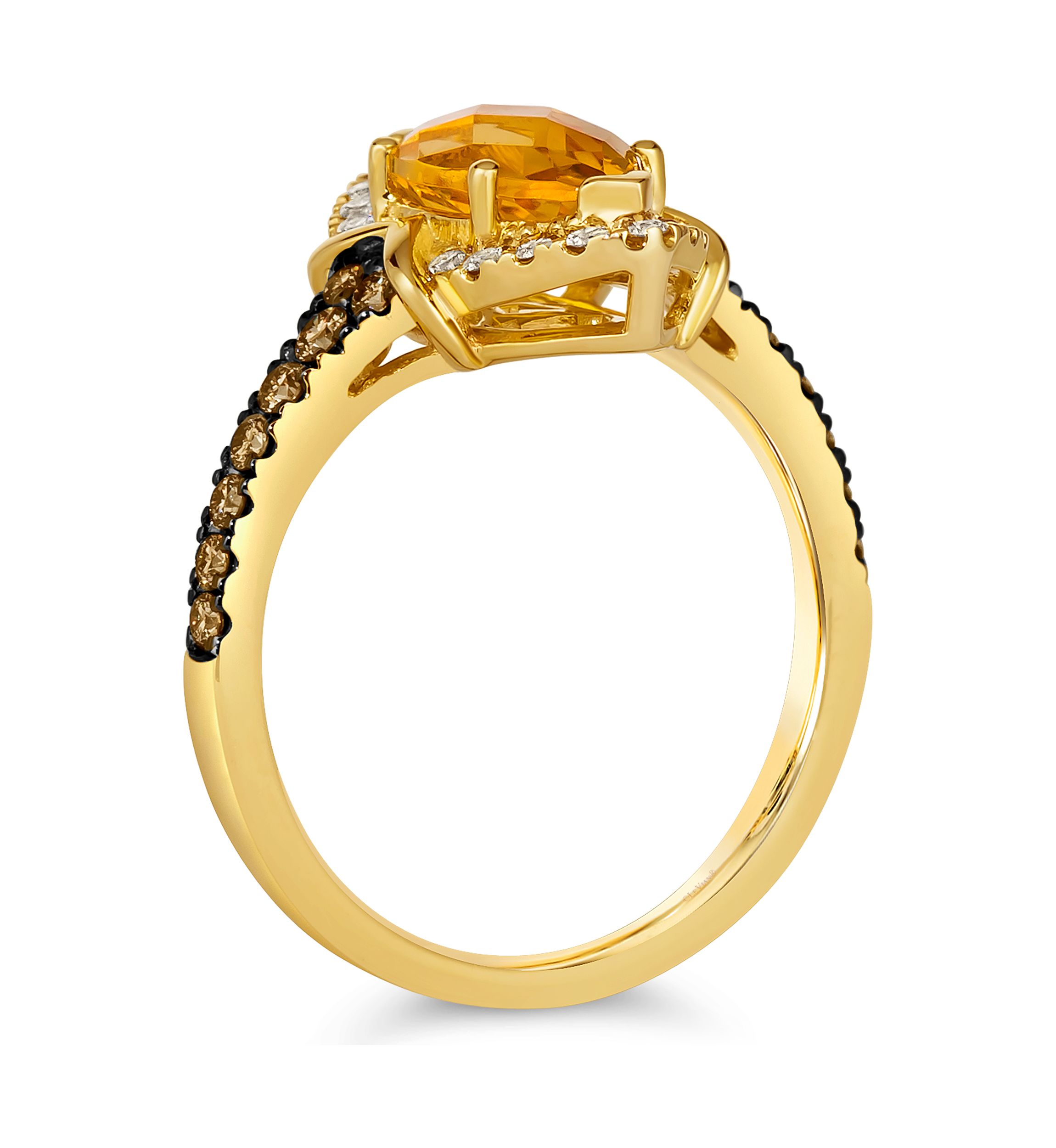 1.5 ct. t.w. Cinnamon Citrine®, 1/4 ct. t.w. Chocolate Diamonds®, 1/5 ct. t.w. Nude Diamonds™ Ring in 14K Honey Gold™