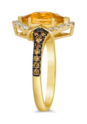 1.5 ct. t.w. Cinnamon Citrine®, 1/4 ct. t.w. Chocolate Diamonds®, 1/5 ct. t.w. Nude Diamonds™ Ring in 14K Honey Gold™