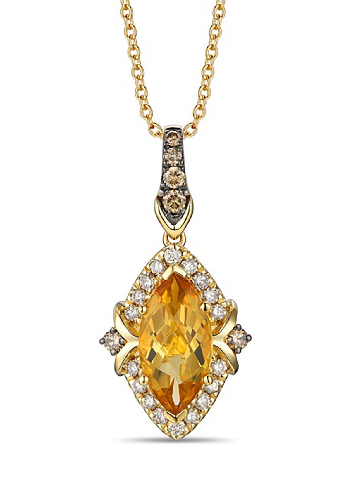 1.62 ct. t.w. Cinnamon Citrine®, 1/8 ct. t.w. Chocolate Diamonds®, 1/5 ct. t.w. Nude Diamonds™ Pendant Necklace in 14K Honey Gold™