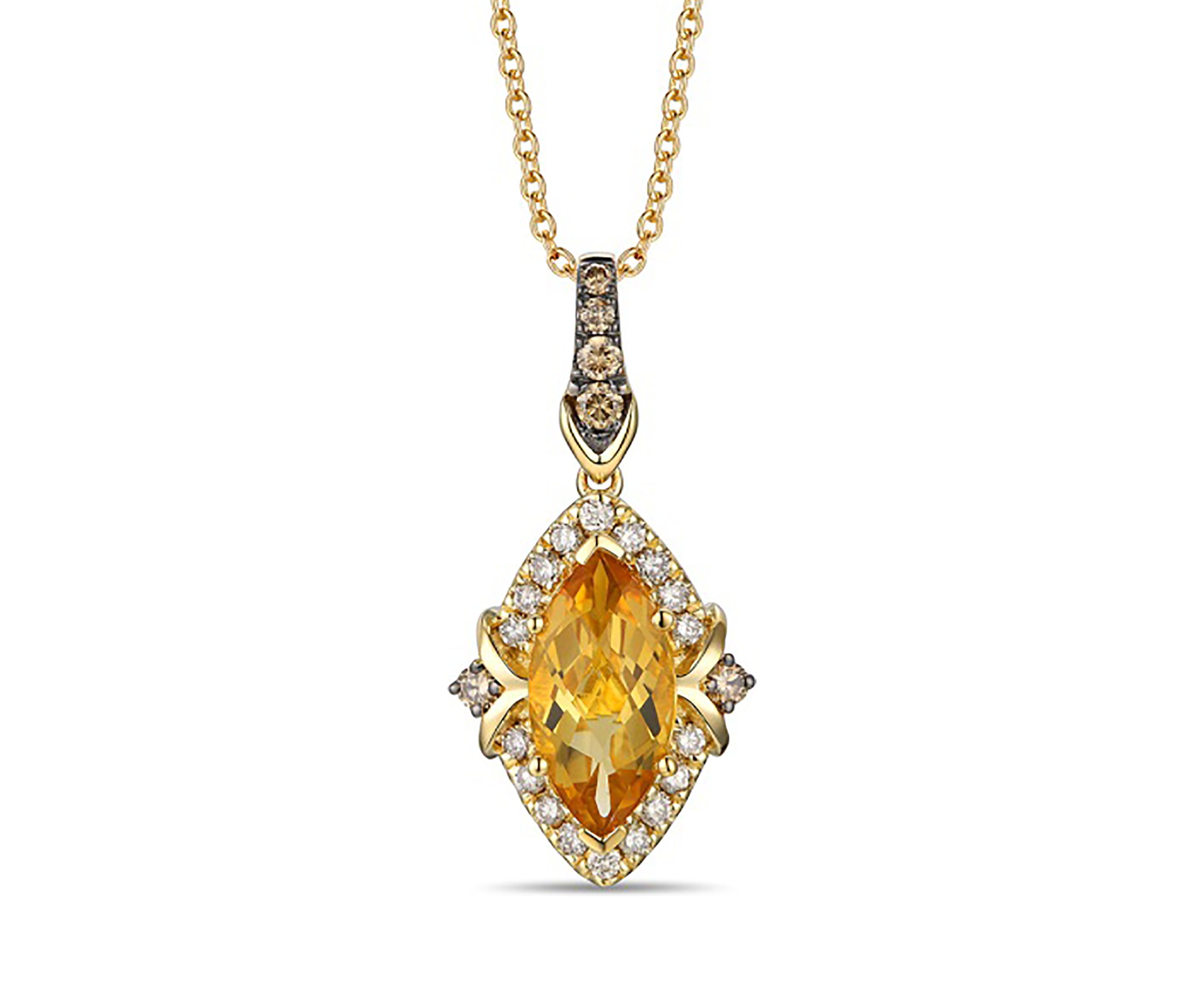 1.62 ct. t.w. Cinnamon Citrine®, 1/8 ct. t.w. Chocolate Diamonds®, 1/5 ct. t.w. Nude Diamonds™ Pendant Necklace in 14K Honey Gold™