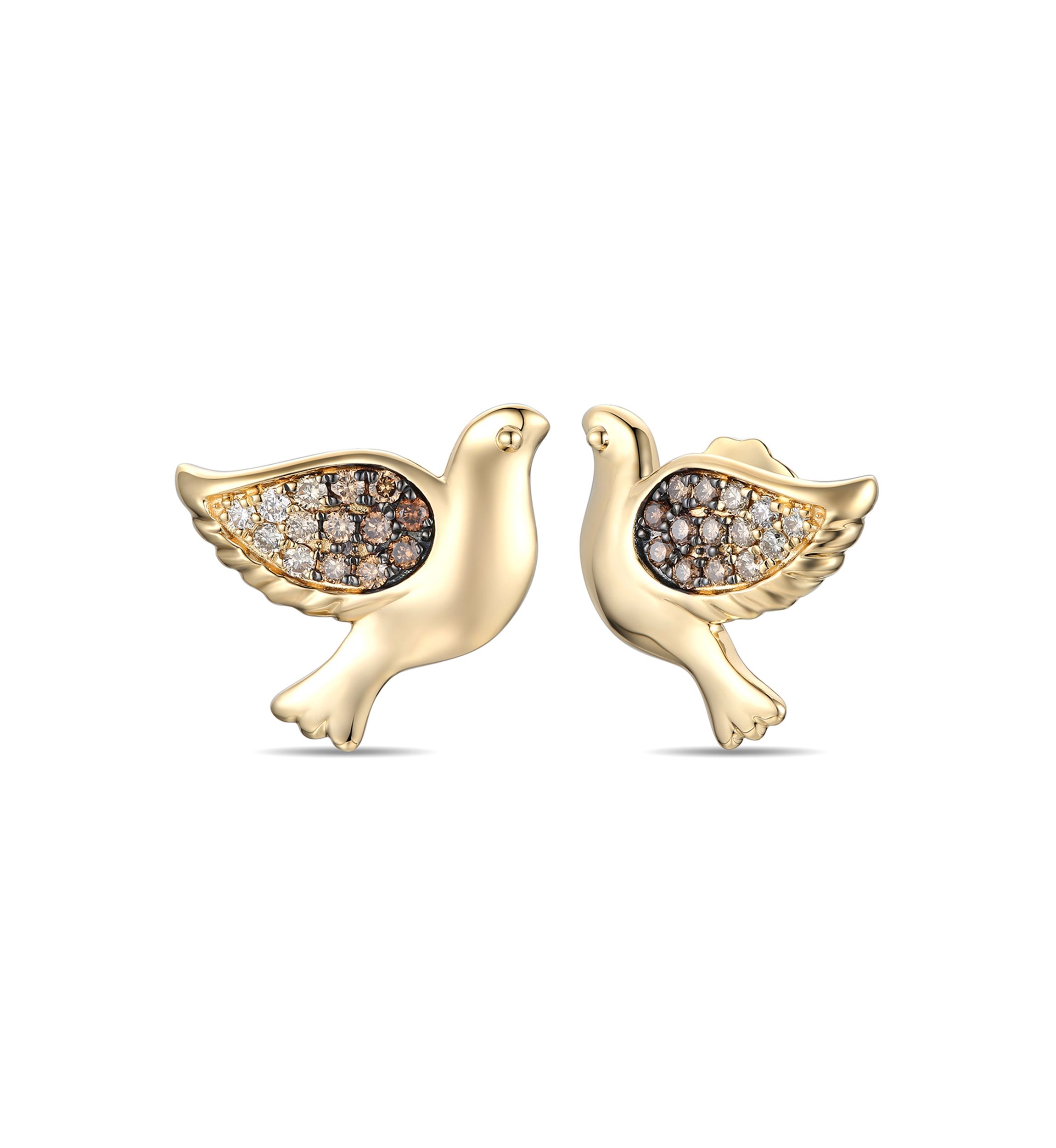 1/4 ct. t.w. Chocolate Ombré Diamonds® Bird Earrings in 14K Honey Gold™