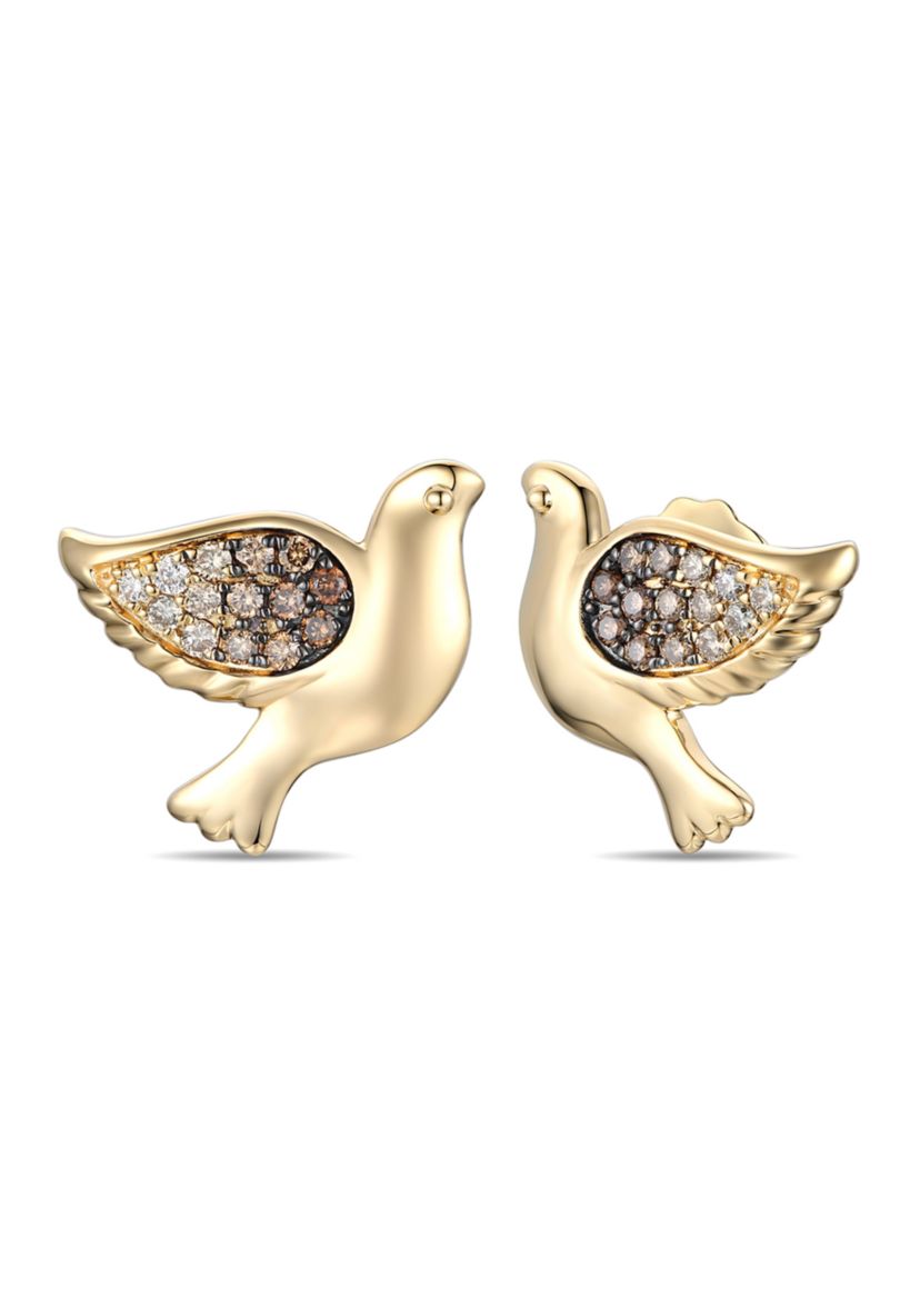 1/4 ct. t.w. Chocolate Ombré Diamonds® Bird Earrings in 14K Honey Gold™