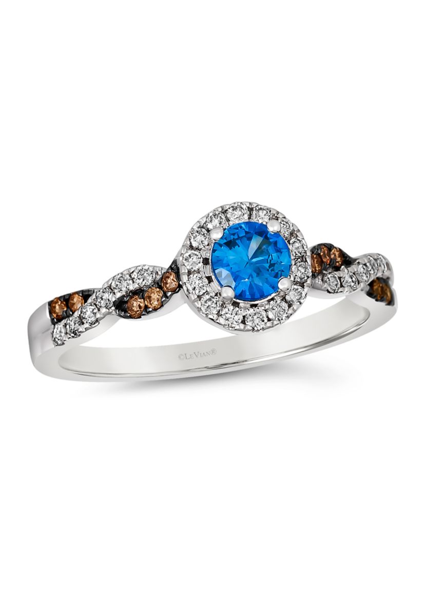 Ring featuring 1/3 ct. t.w. Cornflower Sapphire™, 1/5 ct. t.w. Nude Diamonds™, 1/15 ct. t.w. Chocolate Diamonds® set in 14K Vanilla Gold®