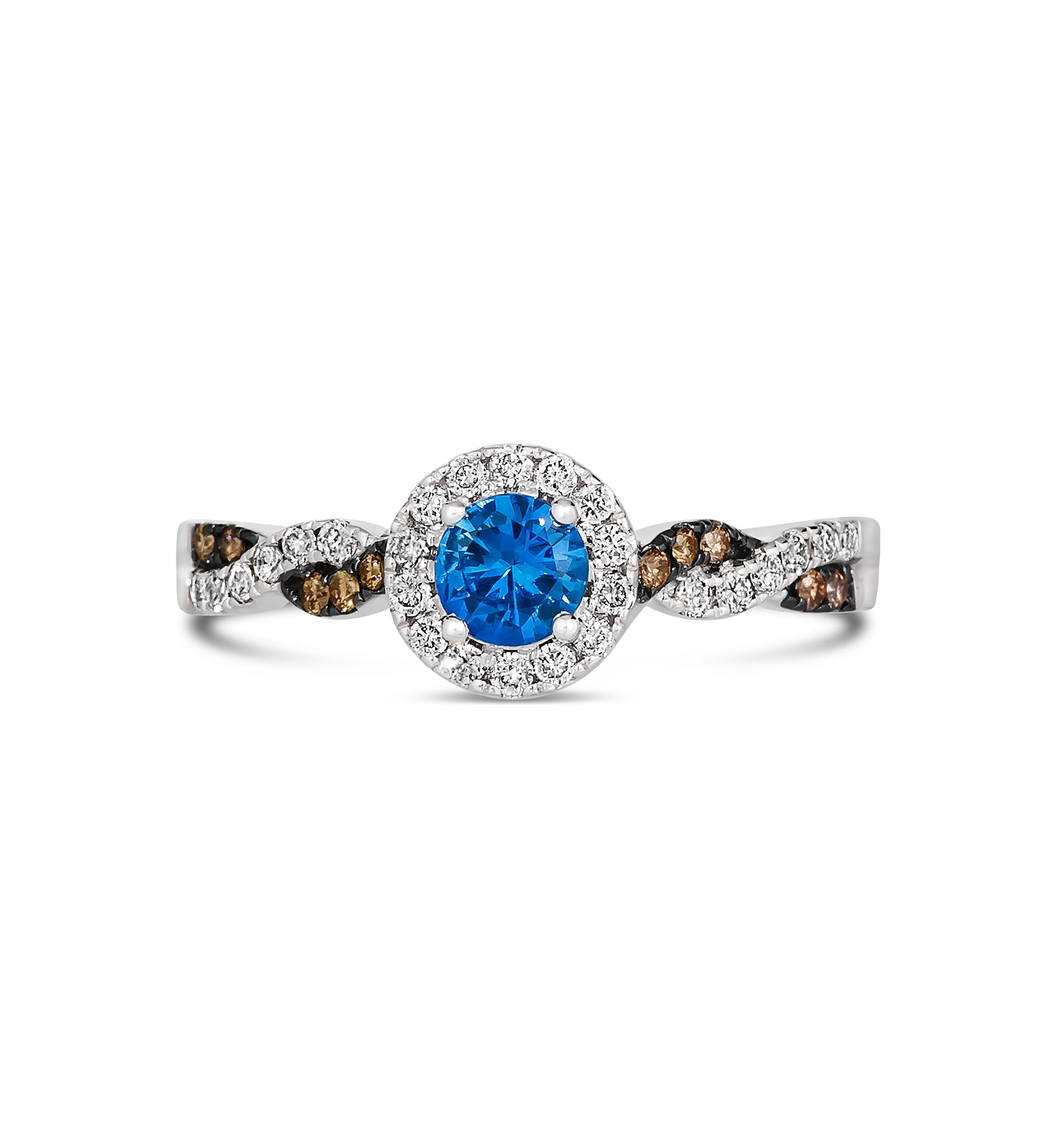 Ring featuring 1/3 ct. t.w. Cornflower Sapphire™, 1/5 ct. t.w. Nude Diamonds™, 1/15 ct. t.w. Chocolate Diamonds® set in 14K Vanilla Gold®