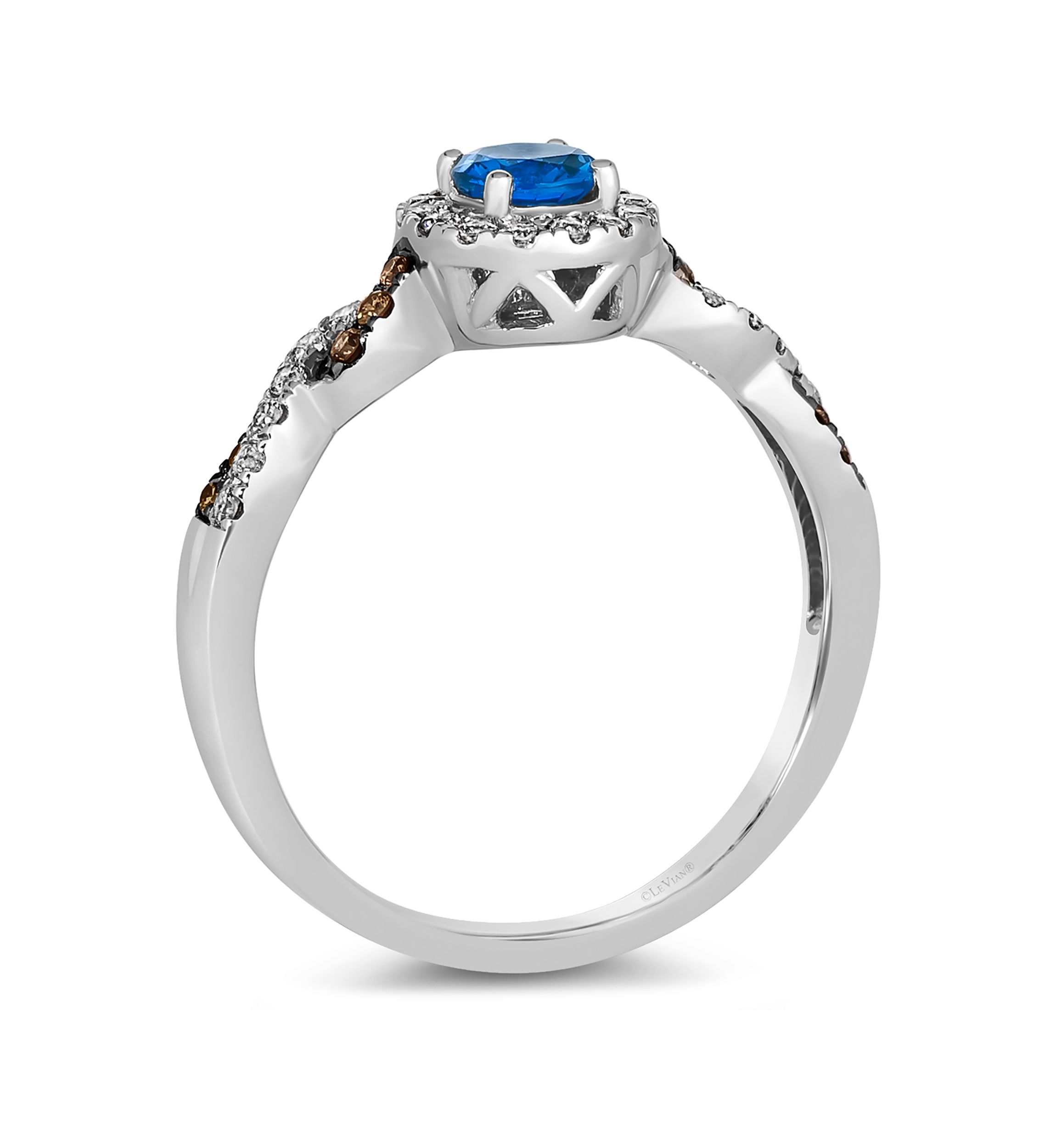 Ring featuring 1/3 ct. t.w. Cornflower Sapphire™, 1/5 ct. t.w. Nude Diamonds™, 1/15 ct. t.w. Chocolate Diamonds® set in 14K Vanilla Gold®
