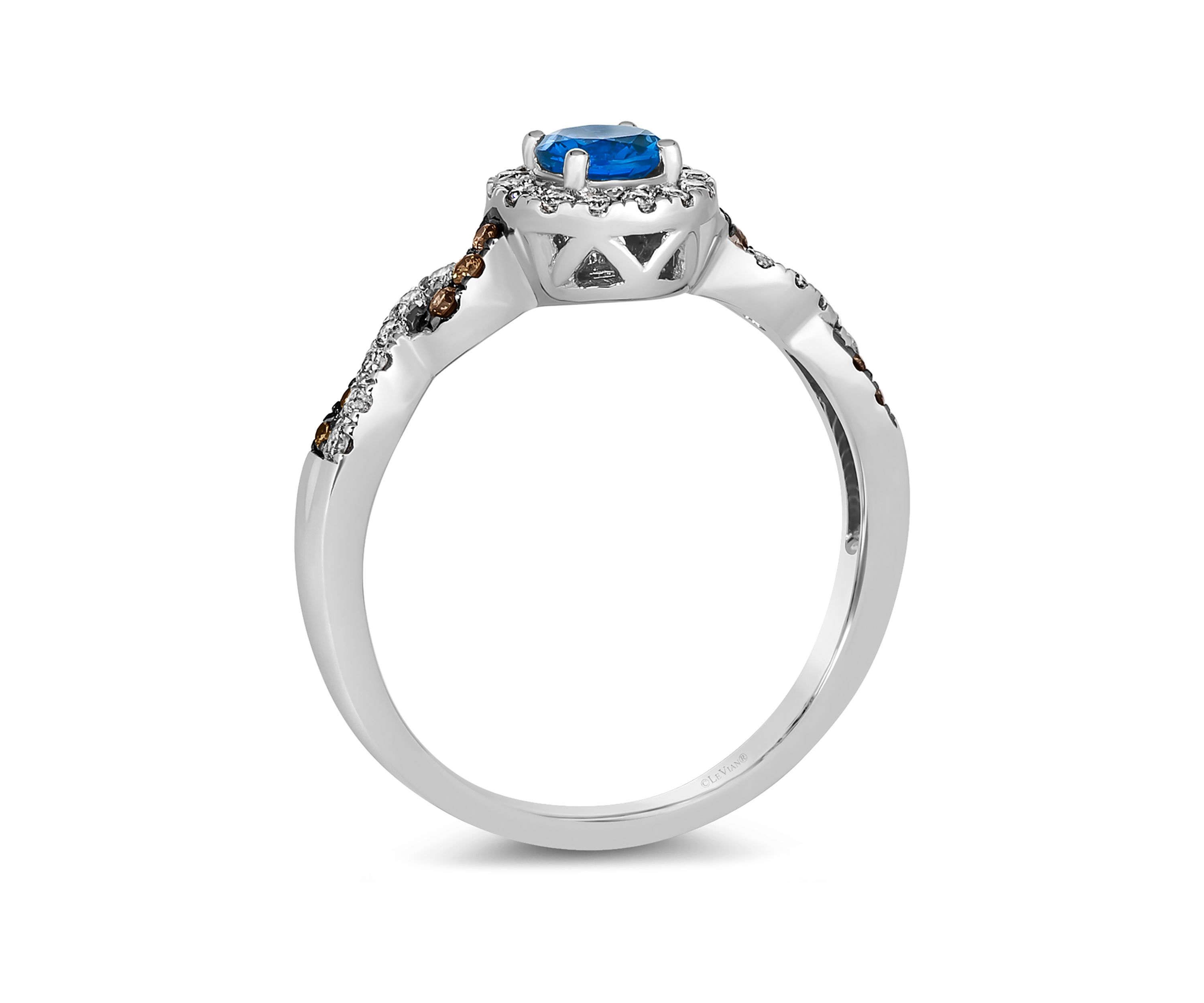 Ring featuring 1/3 ct. t.w. Cornflower Sapphire™, 1/5 ct. t.w. Nude Diamonds™, 1/15 ct. t.w. Chocolate Diamonds® set in 14K Vanilla Gold®