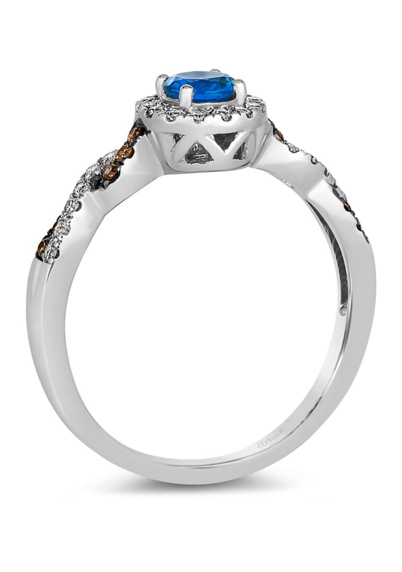 Ring featuring 1/3 ct. t.w. Cornflower Sapphire™, 1/5 ct. t.w. Nude Diamonds™, 1/15 ct. t.w. Chocolate Diamonds® set in 14K Vanilla Gold®