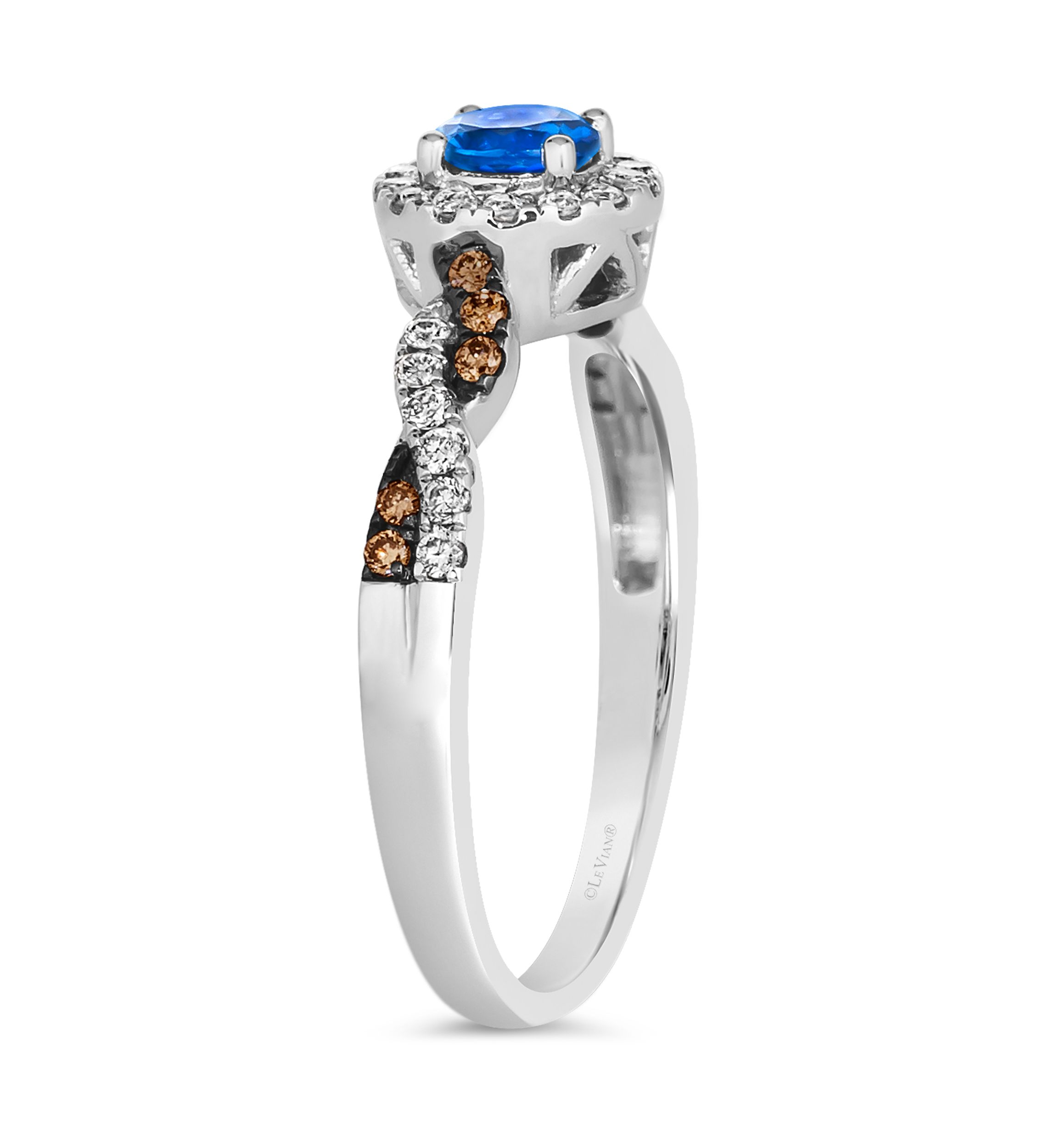 Ring featuring 1/3 ct. t.w. Cornflower Sapphire™, 1/5 ct. t.w. Nude Diamonds™, 1/15 ct. t.w. Chocolate Diamonds® set in 14K Vanilla Gold®